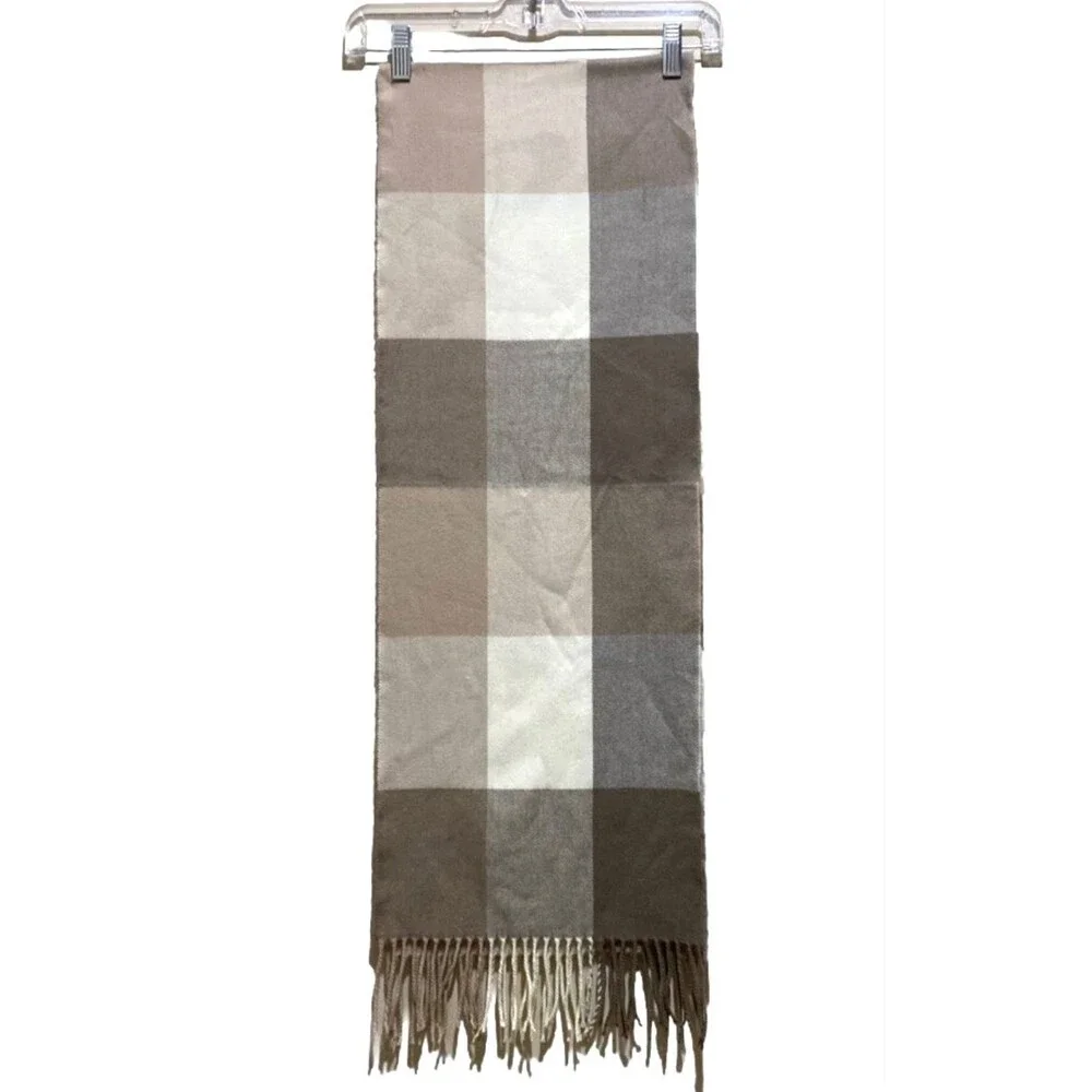 English Cashmere Tartan Plaid Scarf Fringe Soft Wool Winter Wrap Shawl